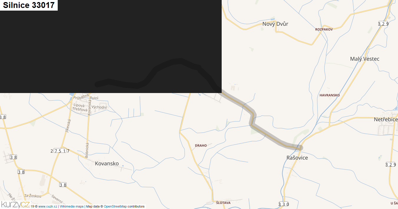 Silnice 33017 - mapa Silnice 33017