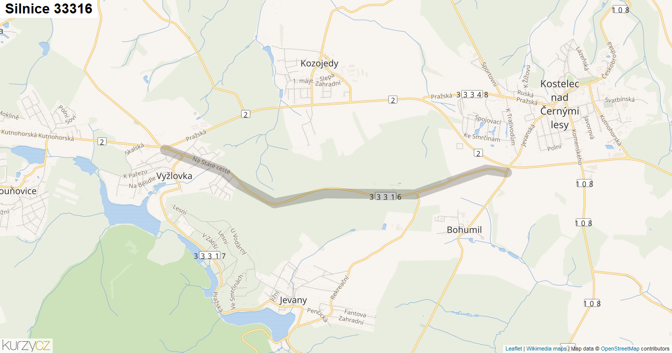 Silnice 33316 - mapa Silnice 33316