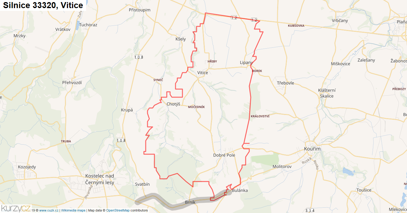 Vitice, Silnice 33320 - Mapa