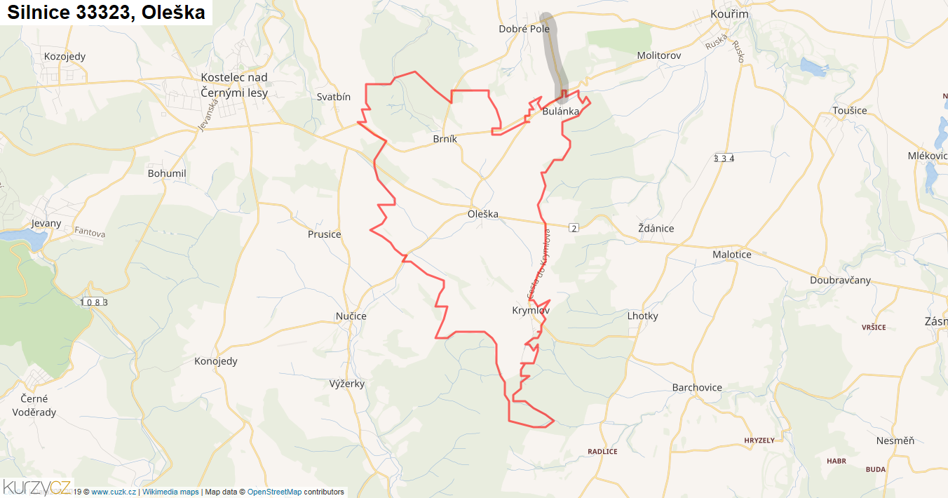 Oleška, Silnice 33323 - Mapa