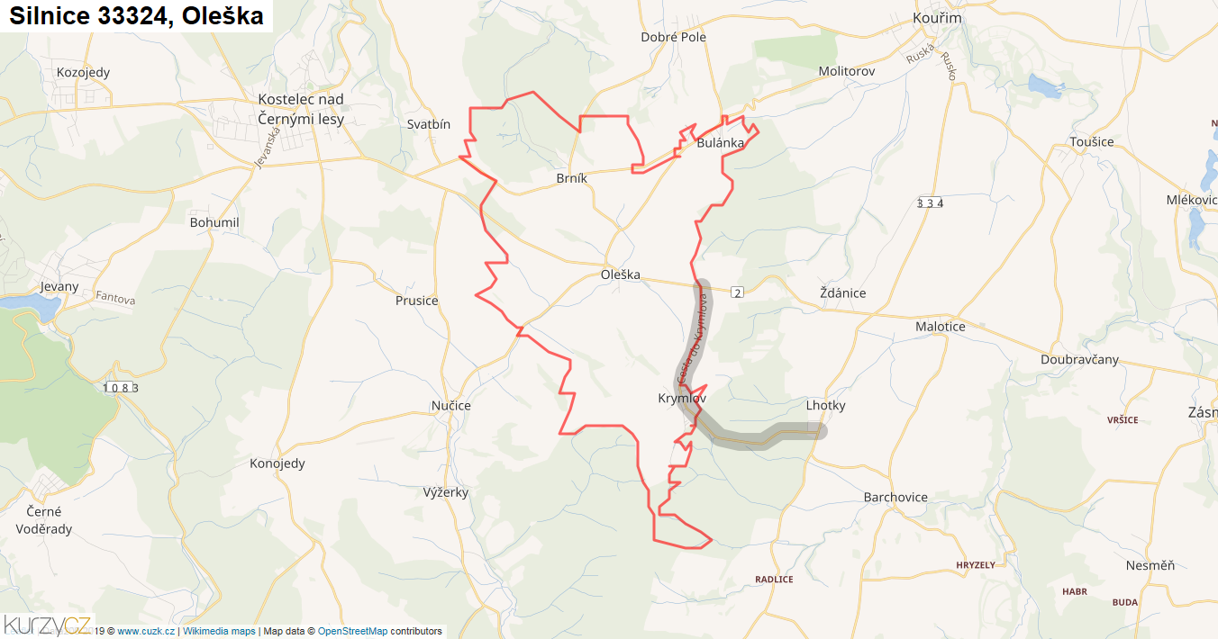 Oleška, Silnice 33324 - Mapa