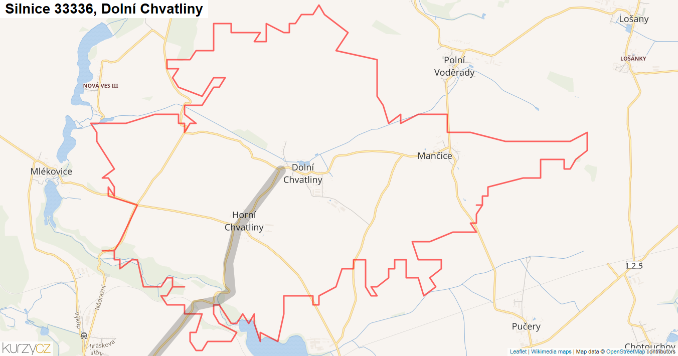 Dolní Chvatliny, Silnice 33336 - Mapa