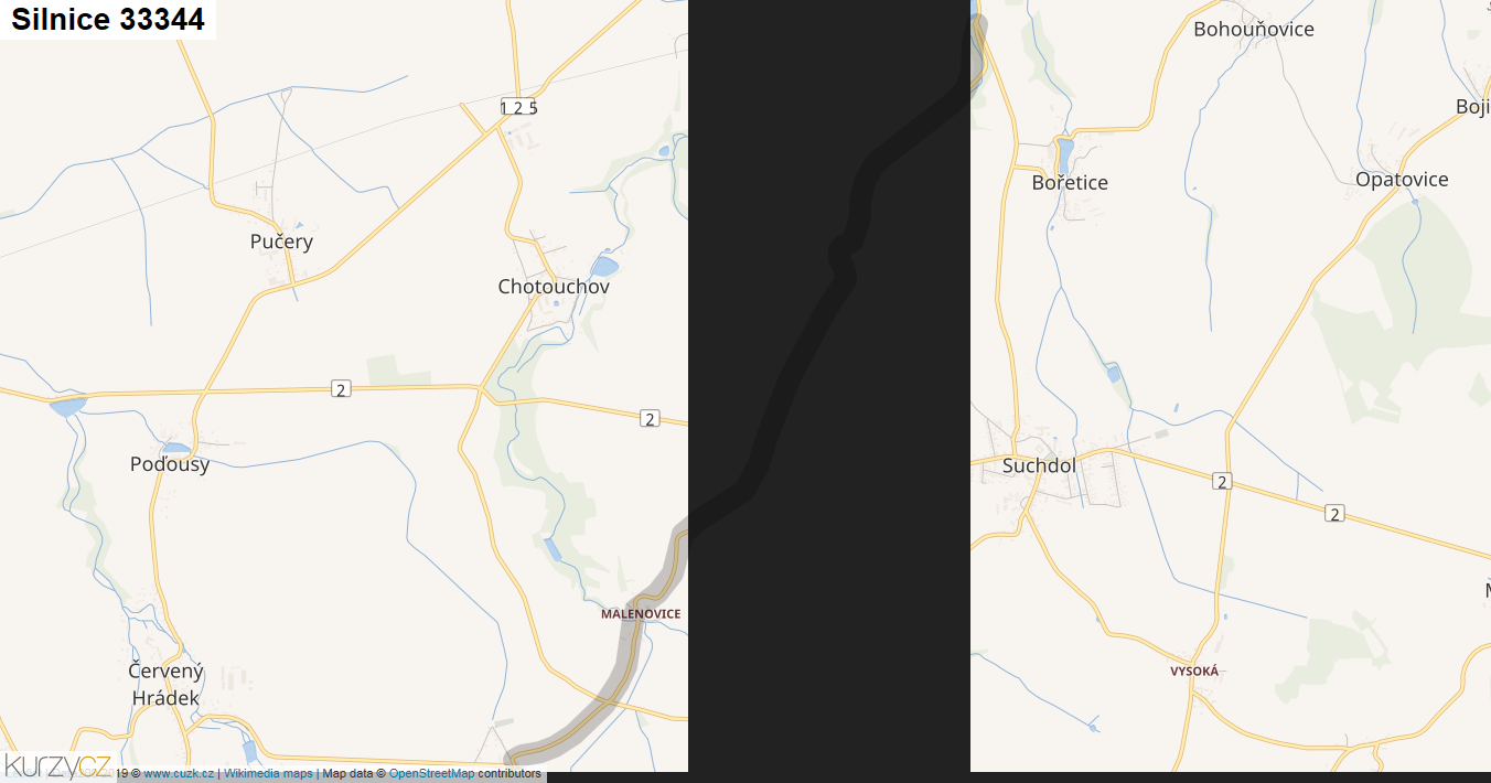 Silnice 33344 - mapa Silnice 33344