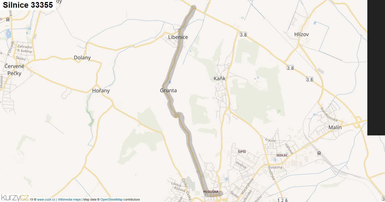 Silnice 33355 - mapa Silnice 33355