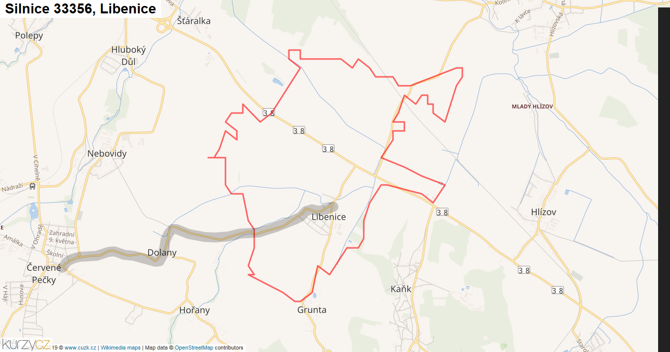 Libenice, Silnice 33356 - Mapa