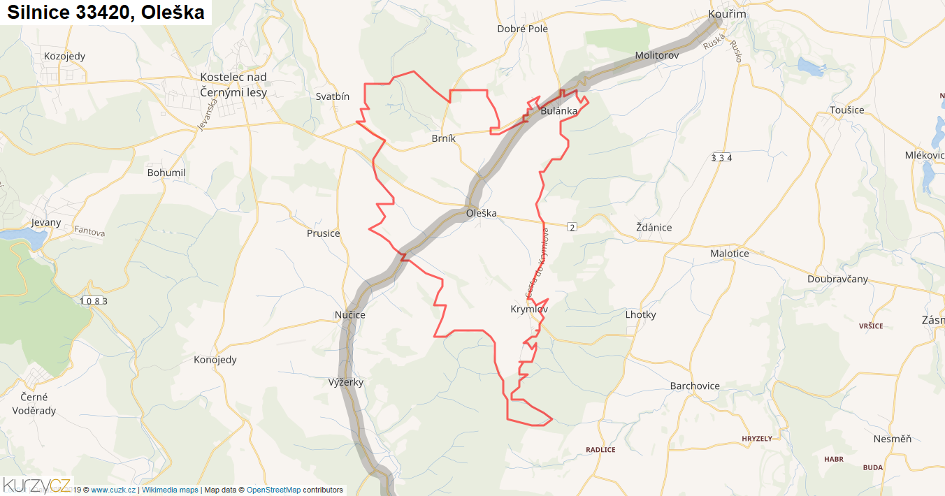 Oleška, Silnice 33420 - Mapa
