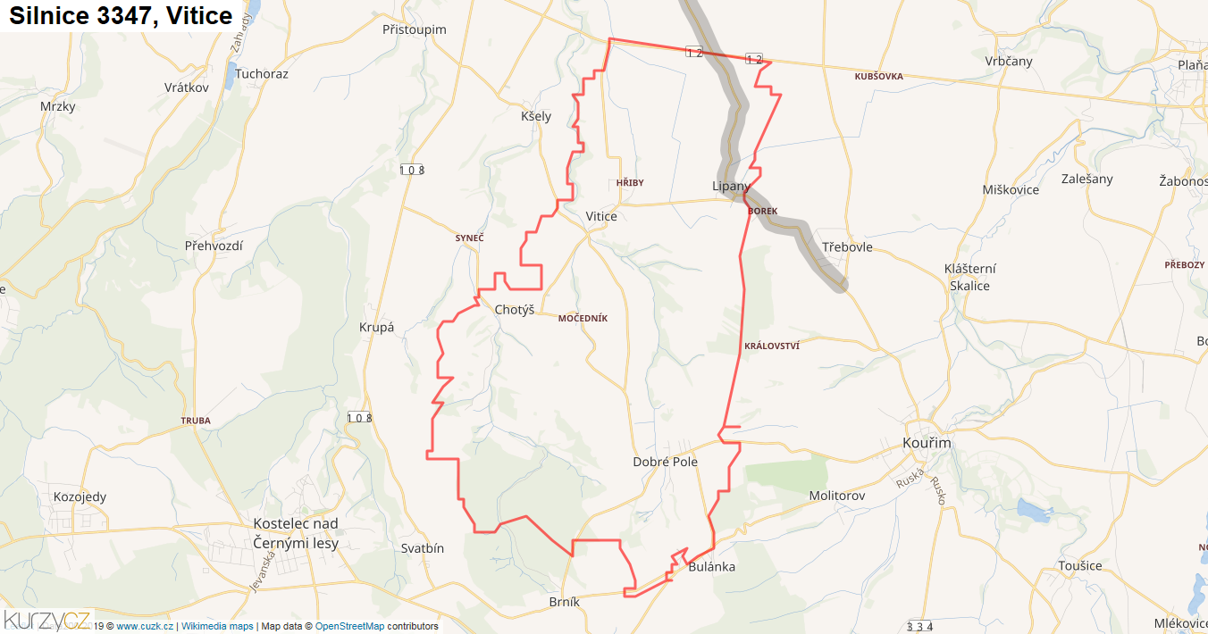 Vitice, Silnice 3347 - Mapa