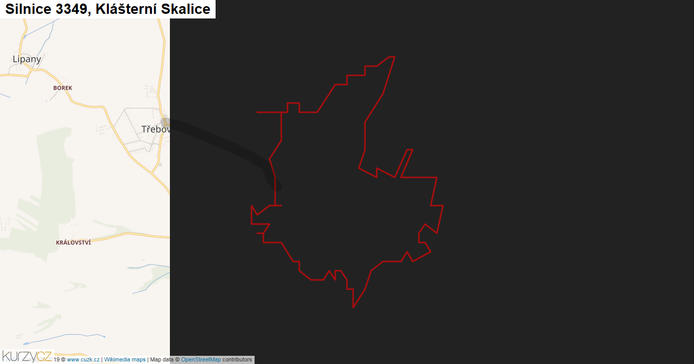Klášterní Skalice, Silnice 3349 - Mapa