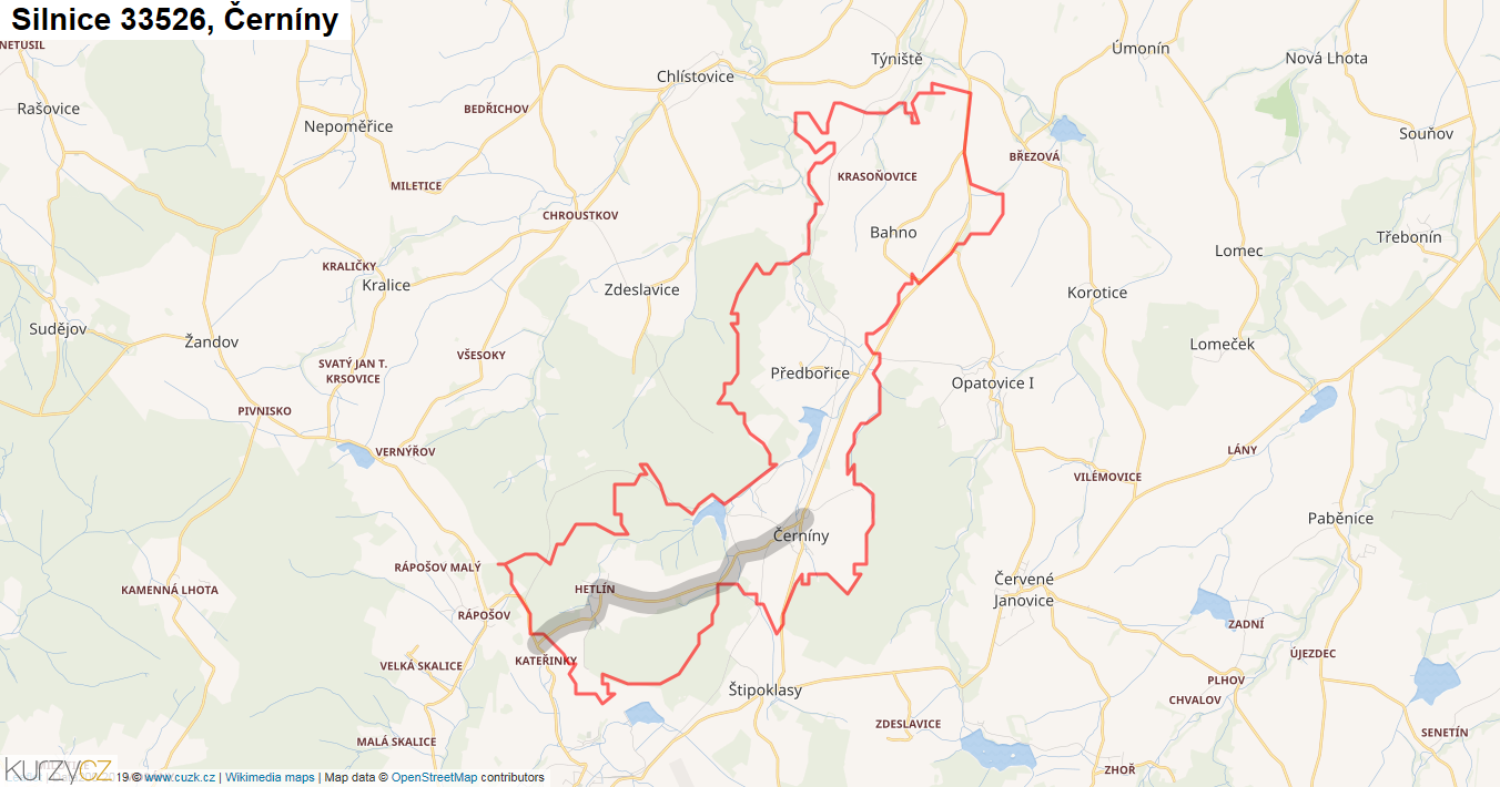 Černíny, Silnice 33526 - Mapa