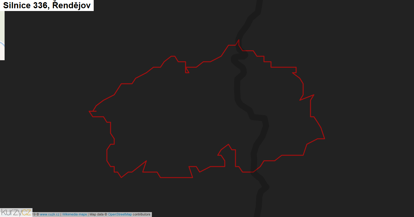 Řendějov, Silnice 336 - Mapa