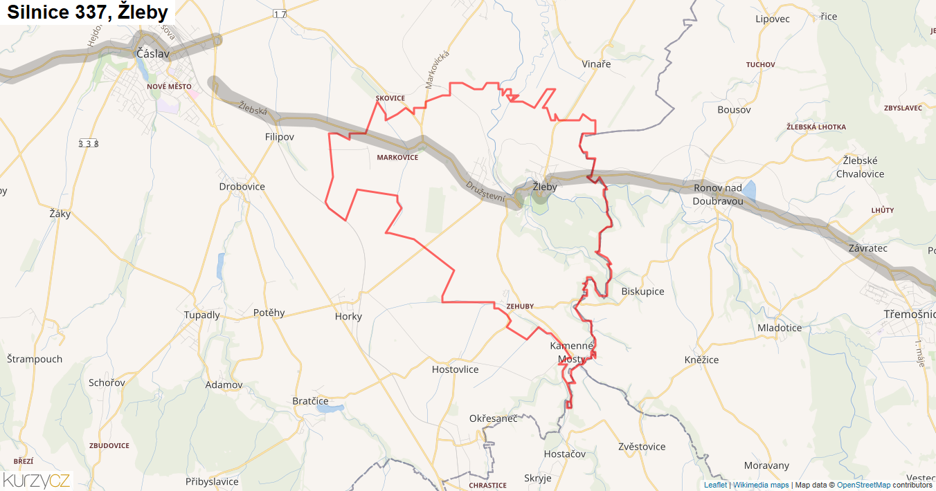 Žleby, Silnice 337 - Mapa
