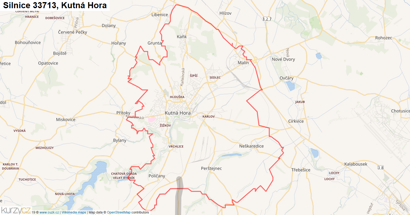 Kutná Hora, Silnice 33713 - Mapa