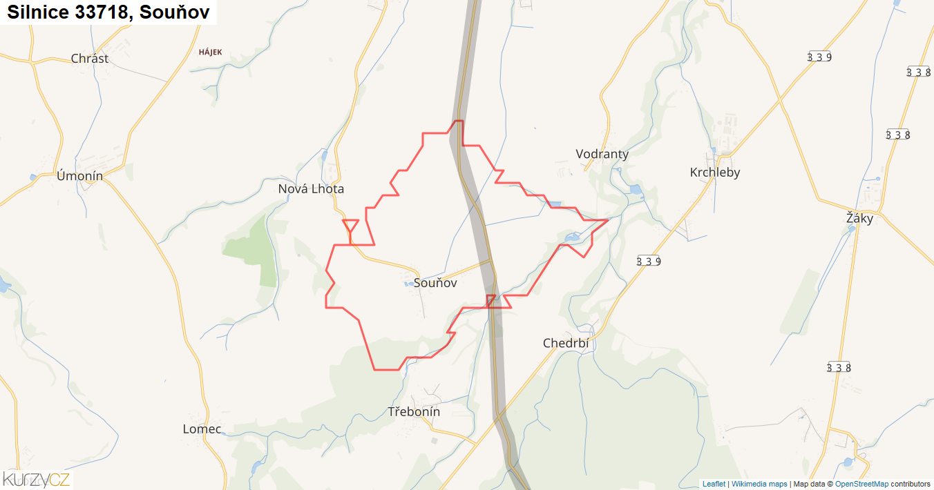 Souňov, Silnice 33718 - Mapa