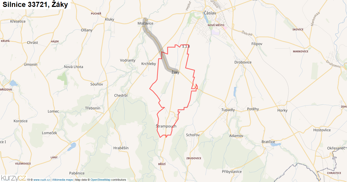 Žáky, Silnice 33721 - Mapa