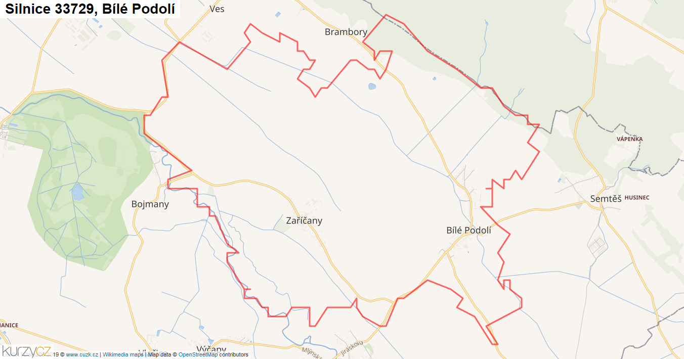 Bílé Podolí, Silnice 33729 - Mapa
