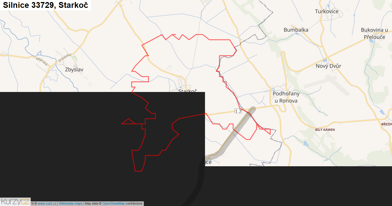 Starkoč, Silnice 33729 - Mapa