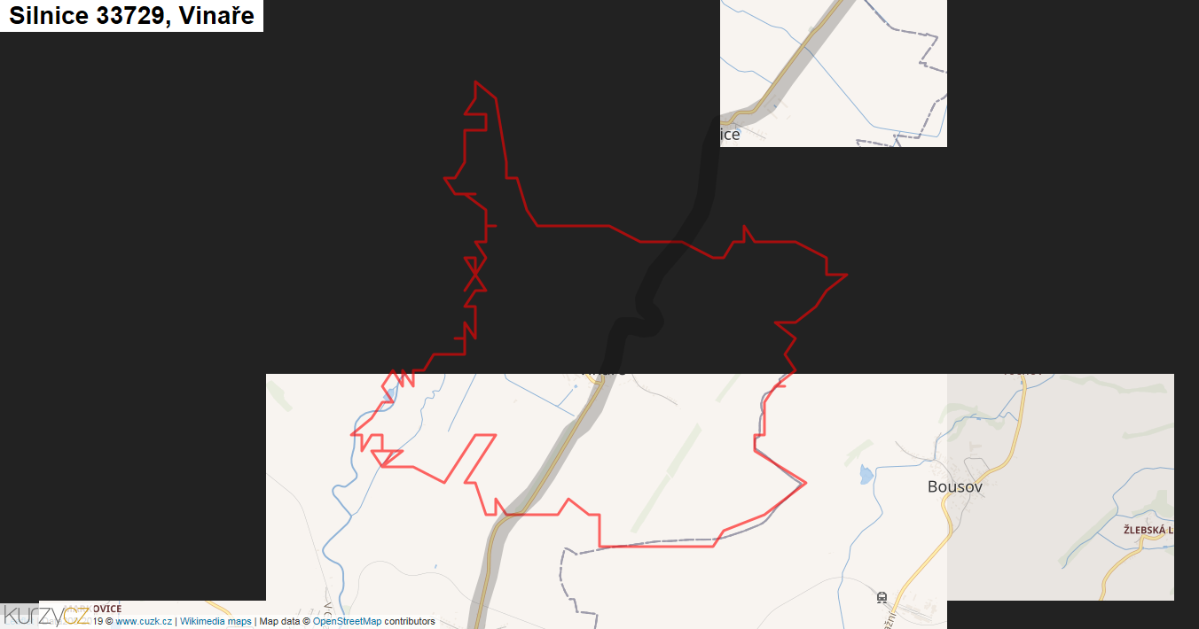 Vinaře, Silnice 33729 - Mapa