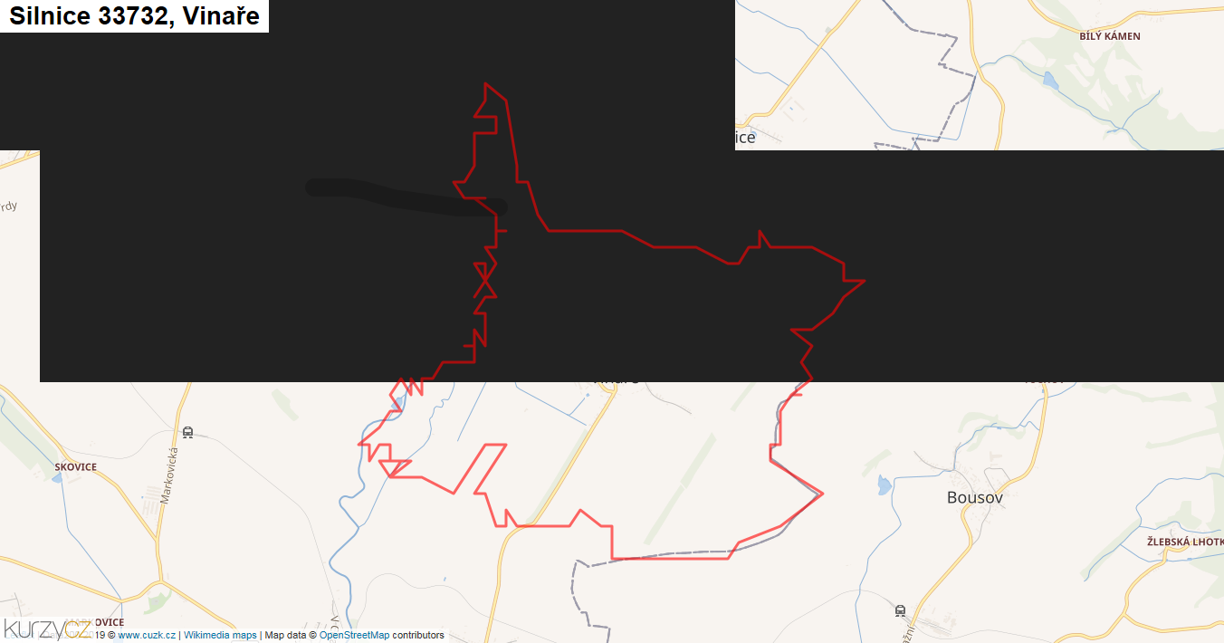Vinaře, Silnice 33732 - Mapa