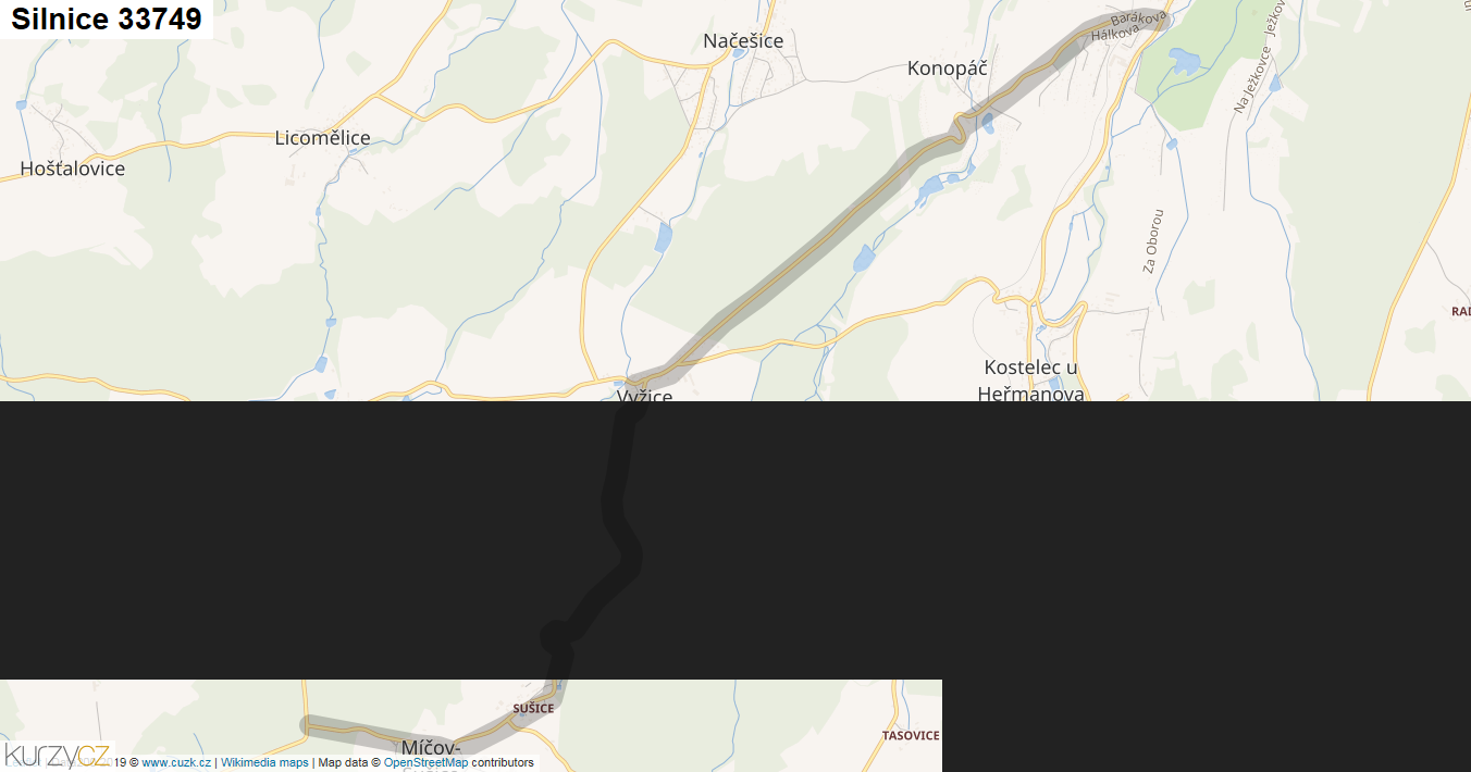 Silnice 33749 - mapa Silnice 33749