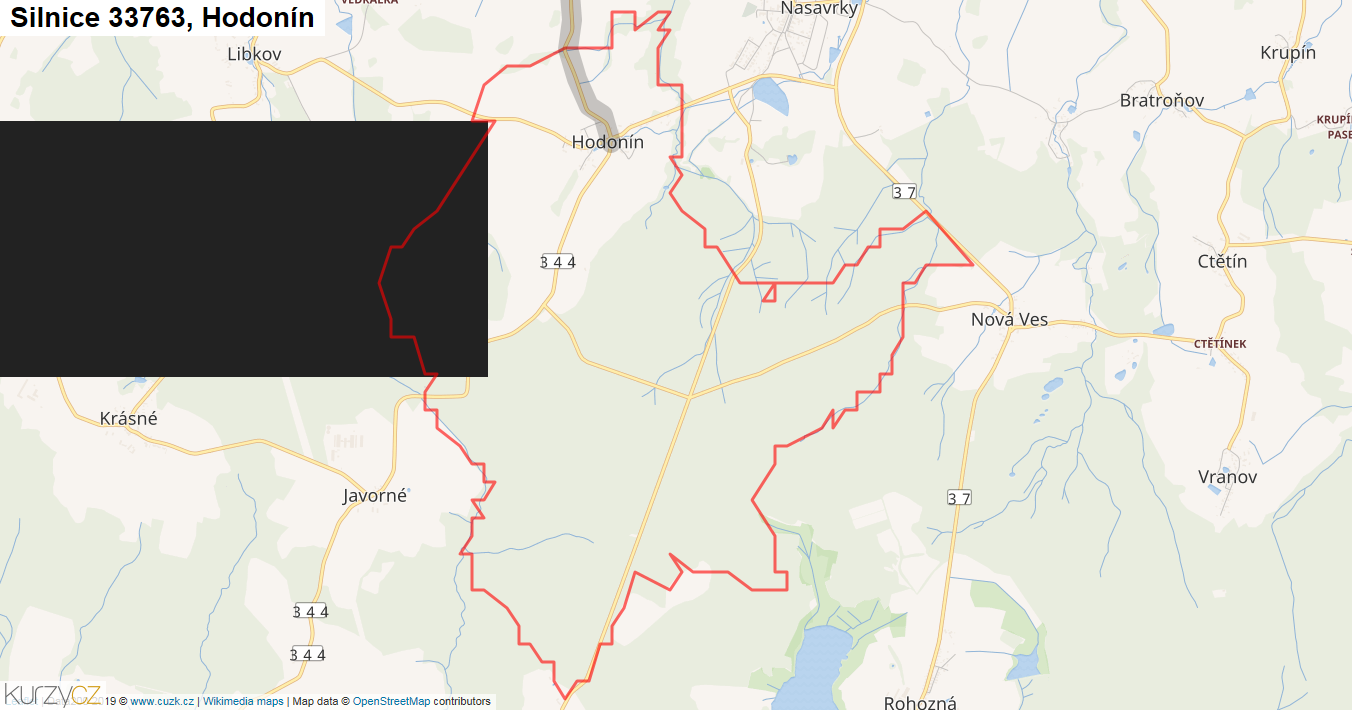 Hodonín, Silnice 33763 - Mapa