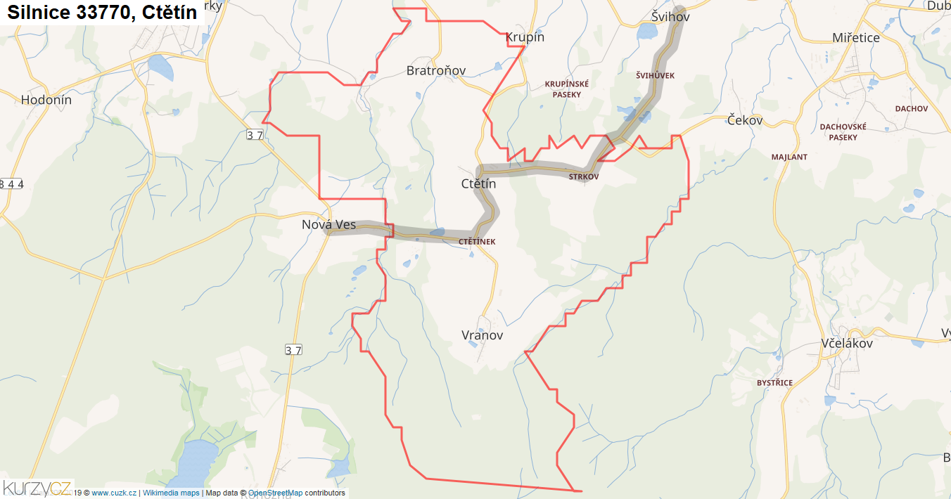 Ctětín, Silnice 33770 - Mapa