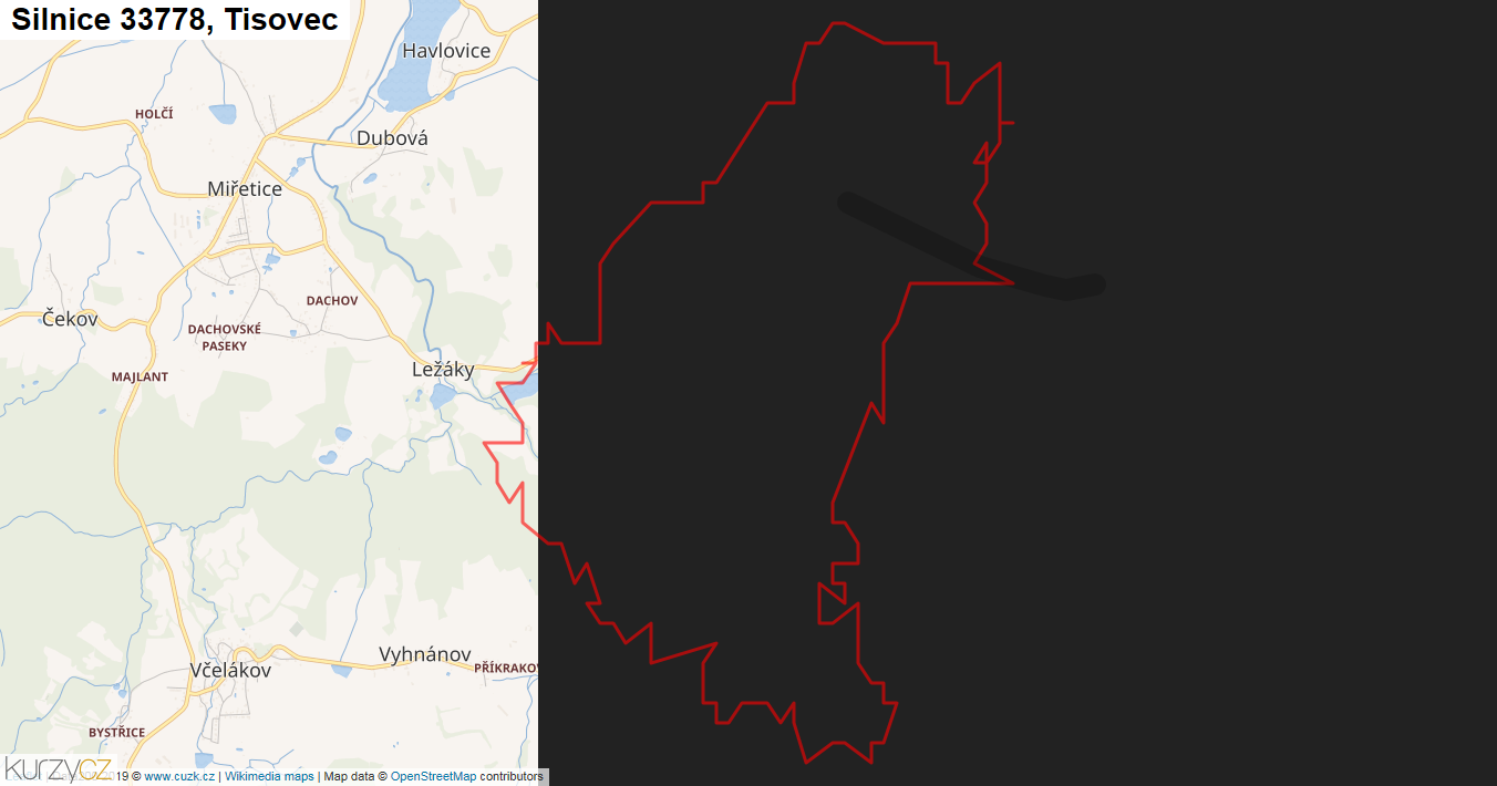 Tisovec, Silnice 33778 - Mapa