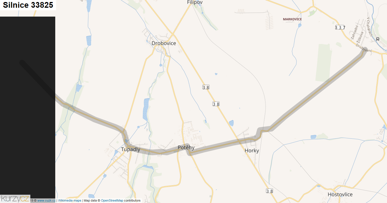 Silnice 33825 - mapa Silnice 33825