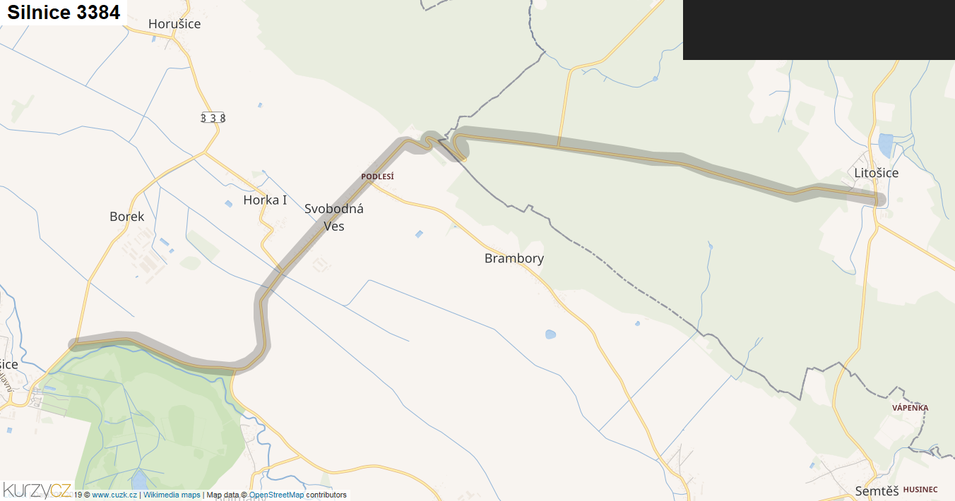 Silnice 3384 - mapa Silnice 3384