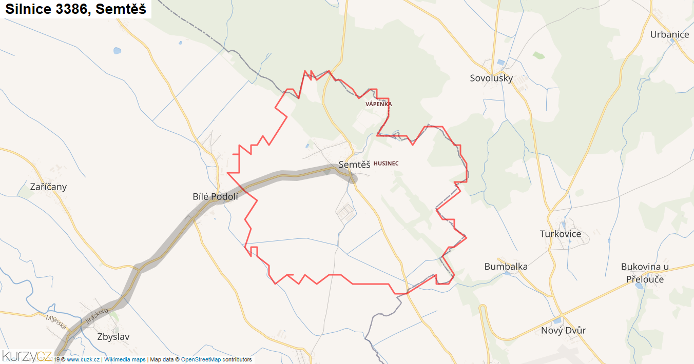 Semtěš, Silnice 3386 - Mapa