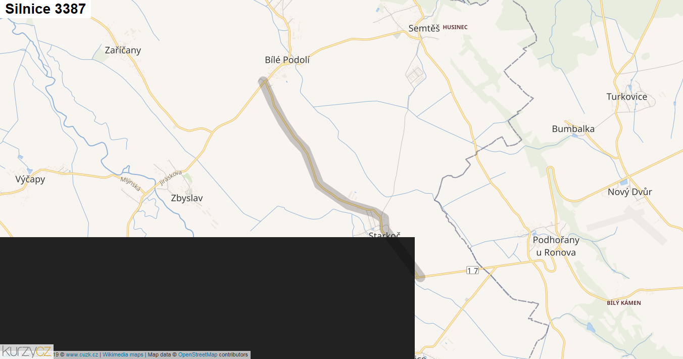 Silnice 3387 - mapa Silnice 3387