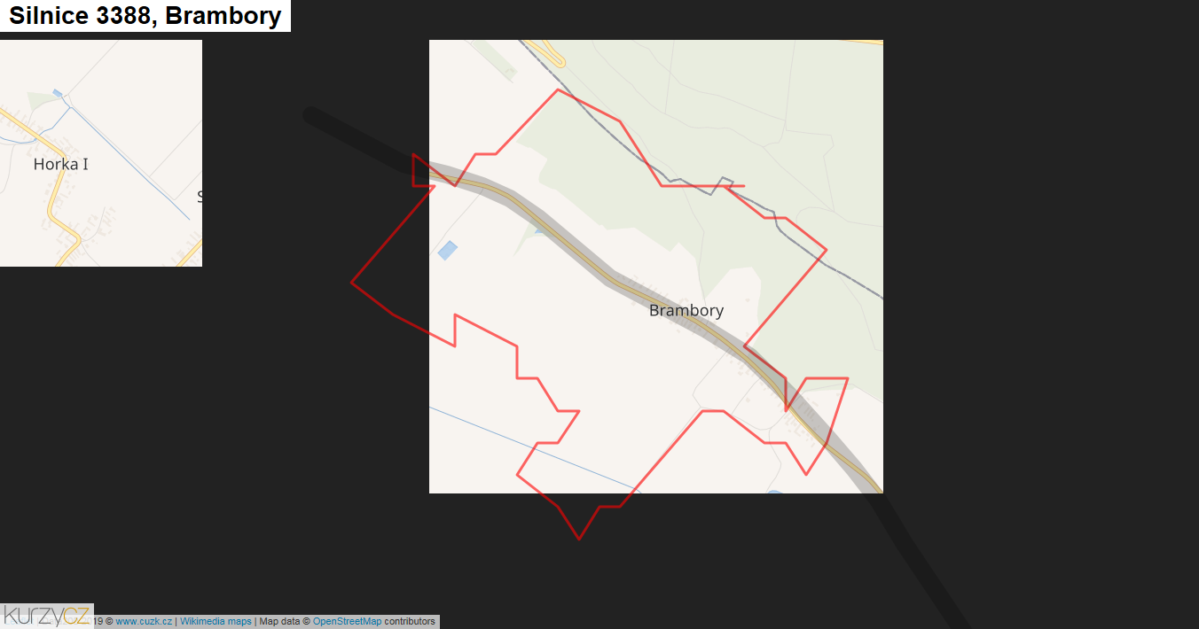 Brambory, Silnice 3388 - Mapa