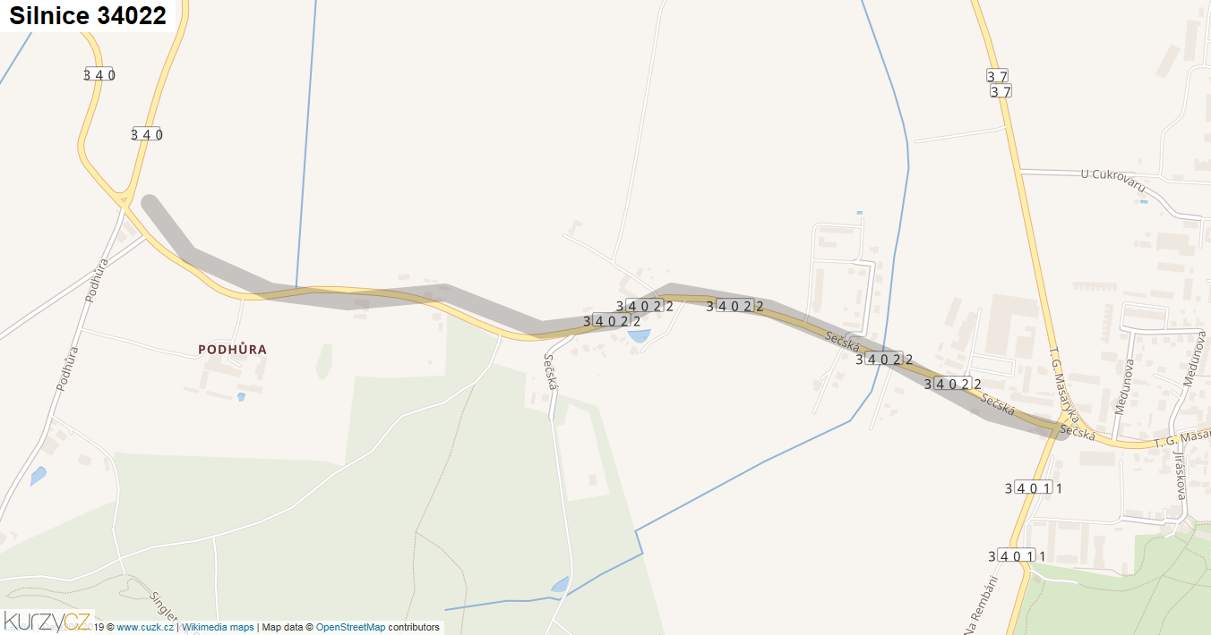 Silnice 34022 - mapa Silnice 34022