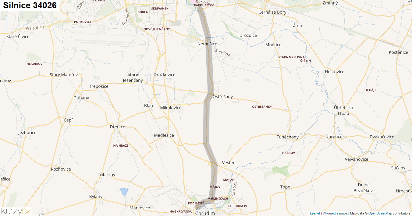 Silnice 34026 - mapa Silnice 34026