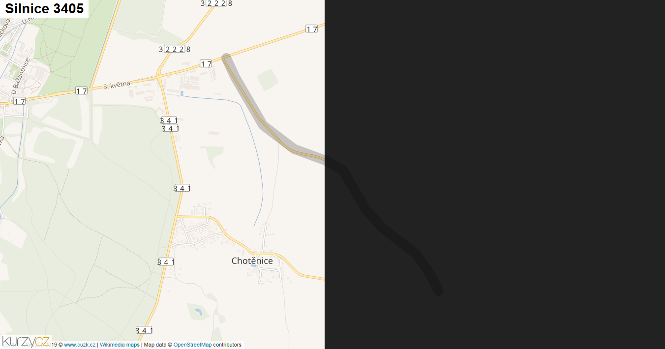 Silnice 3405 - mapa Silnice 3405