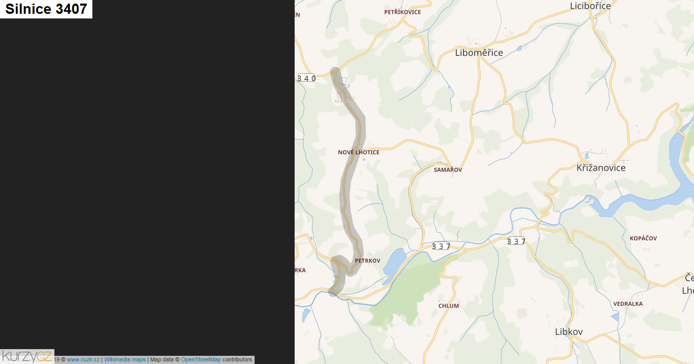 Silnice 3407 - mapa Silnice 3407