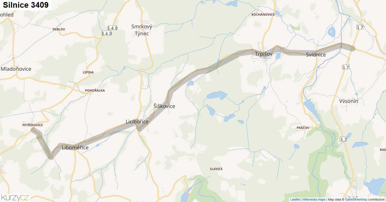 Silnice 3409 - mapa Silnice 3409
