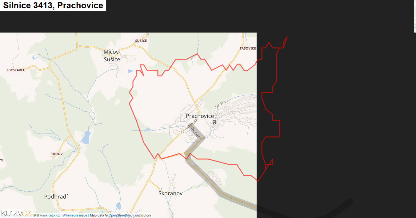 Prachovice, Silnice 3413 - Mapa