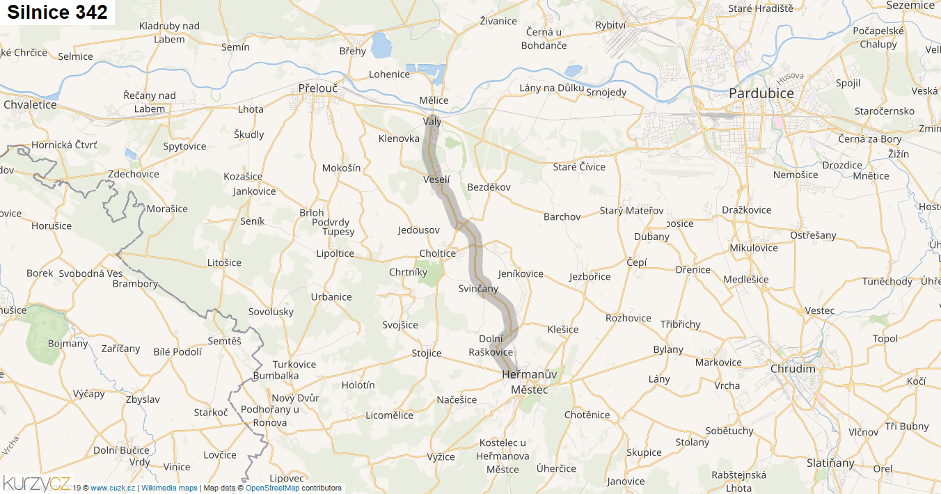 Silnice 342 - mapa Silnice 342