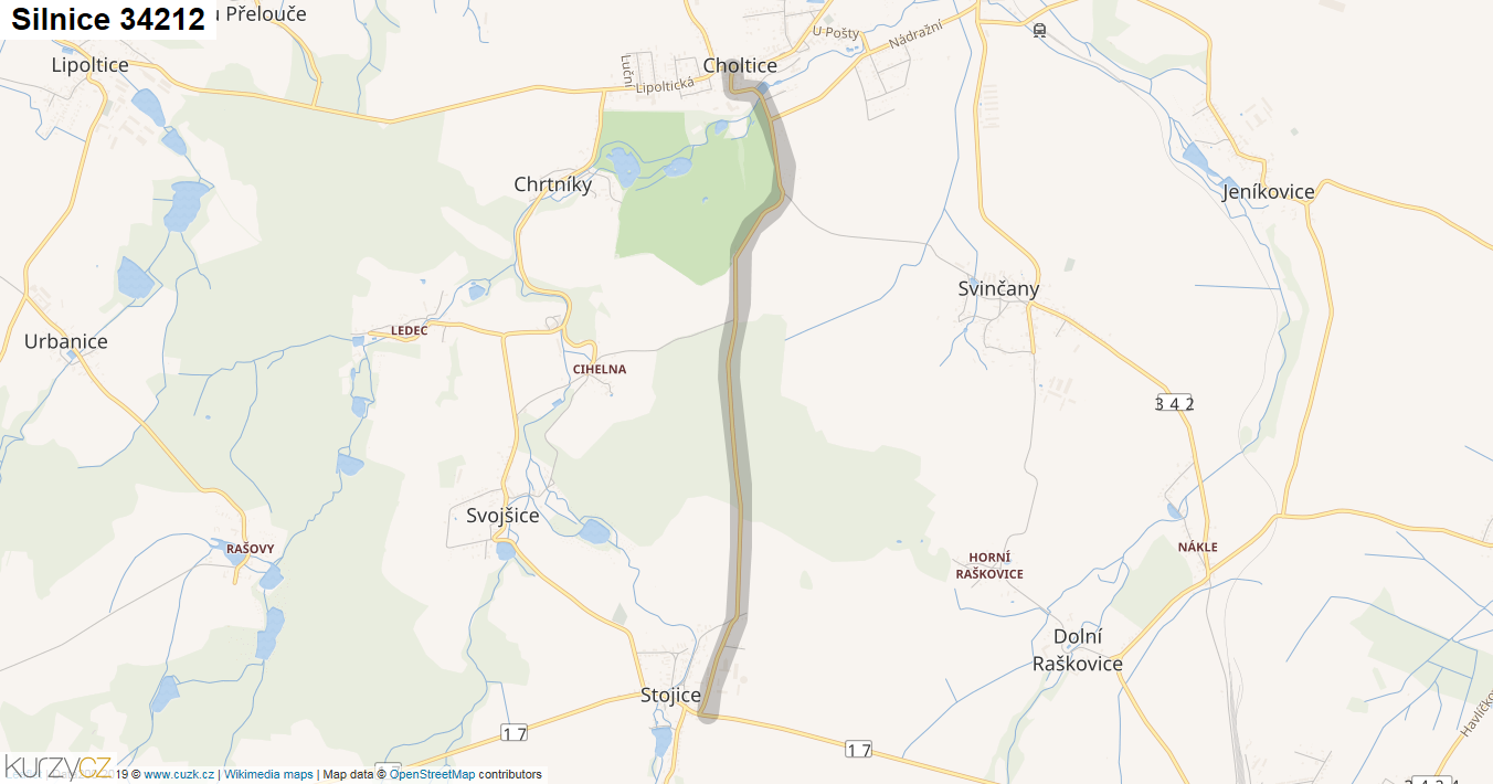 Silnice 34212 - mapa Silnice 34212