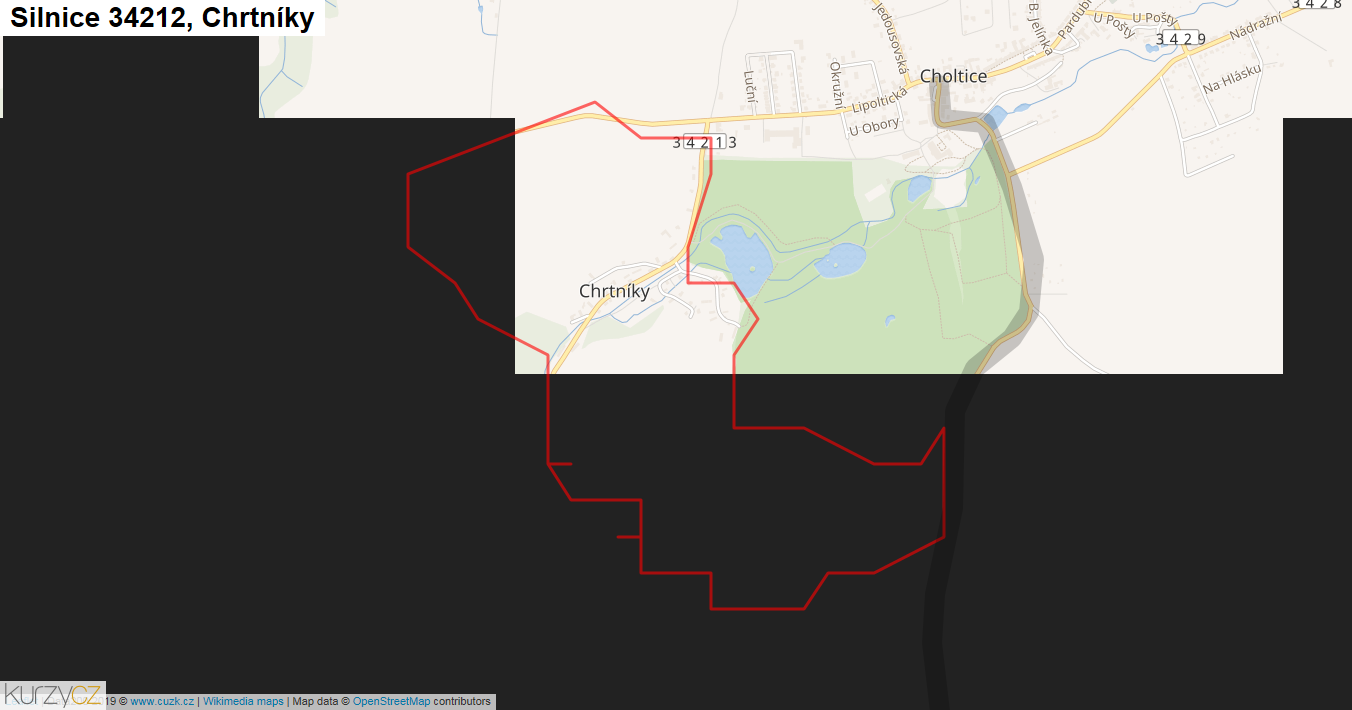 Chrtníky, Silnice 34212 - Mapa