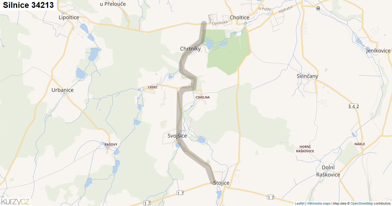 Silnice 34213 - mapa Silnice 34213