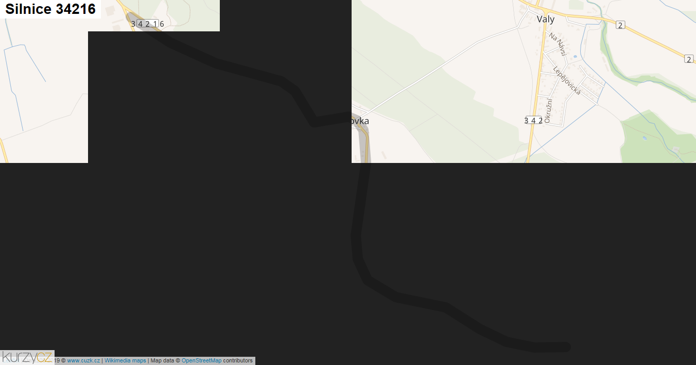Silnice 34216 - mapa Silnice 34216