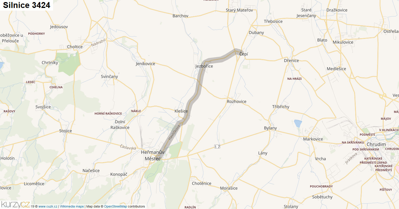 Silnice 3424 - mapa Silnice 3424