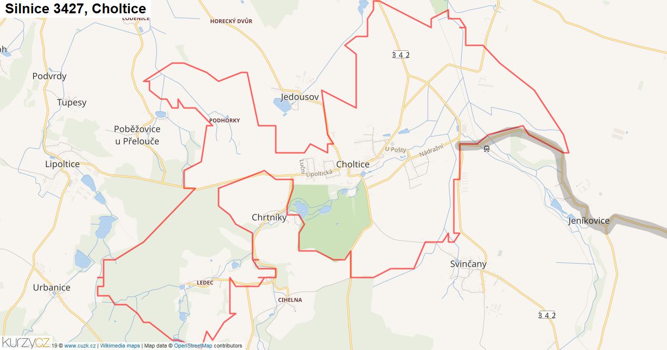 Choltice, Silnice 3427 - Mapa