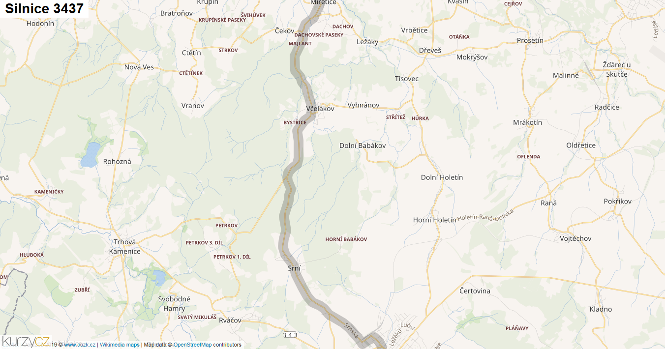 Silnice 3437 - mapa Silnice 3437