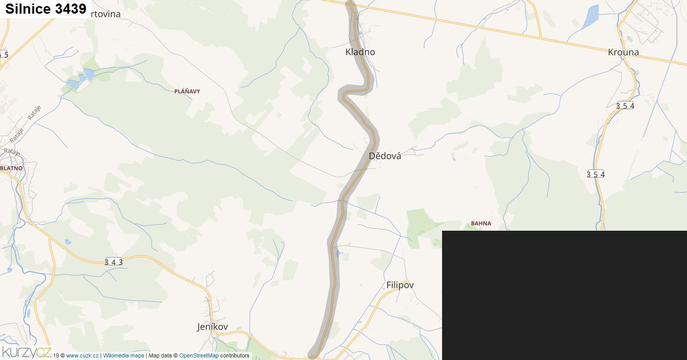 Silnice 3439 - mapa Silnice 3439