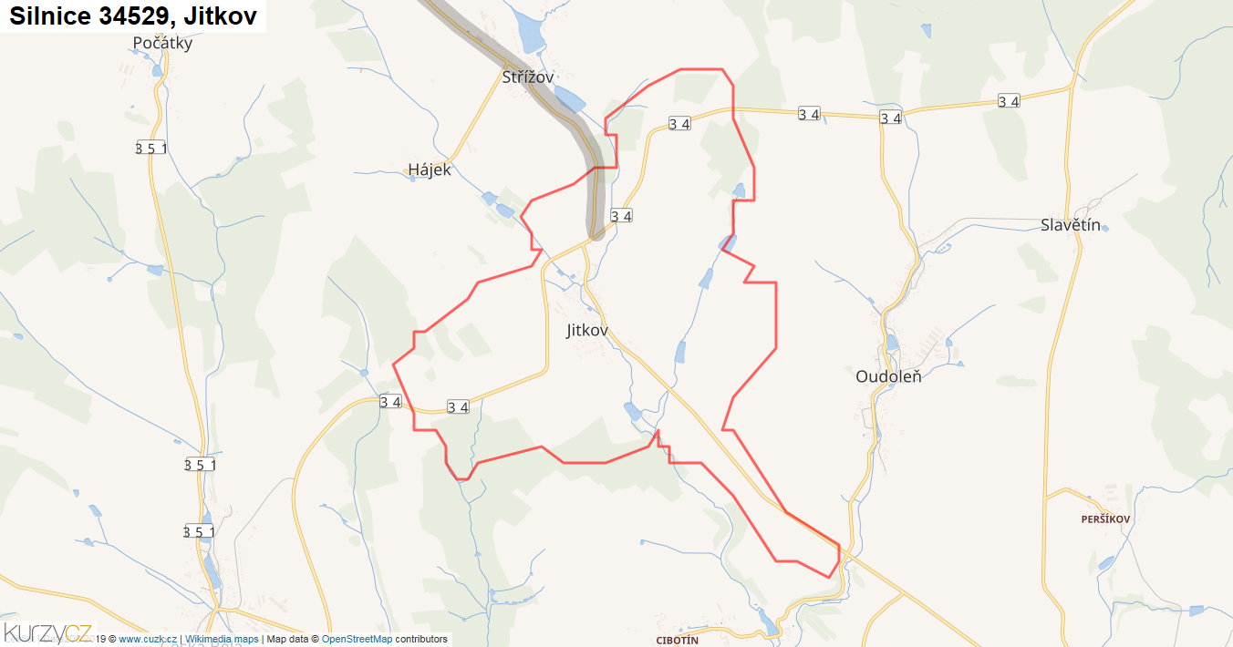 Jitkov, Silnice 34529 - Mapa