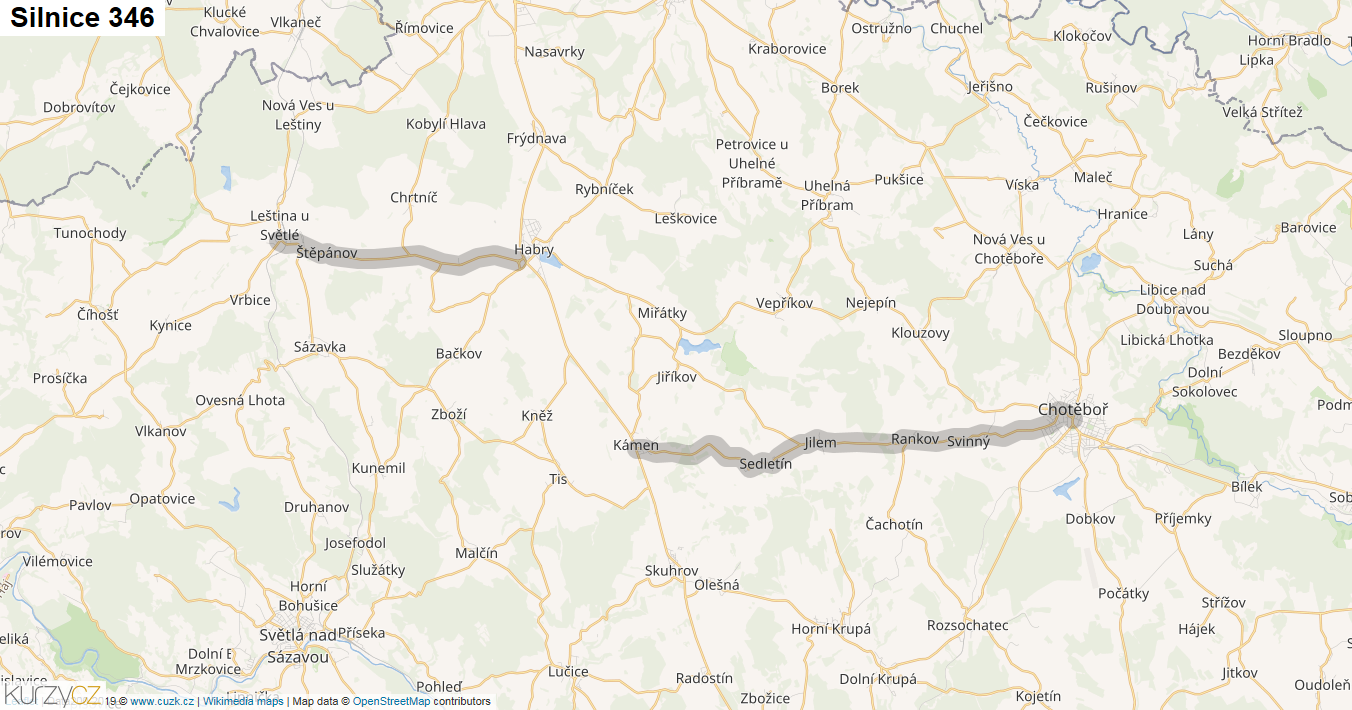 Silnice 346 - mapa Silnice 346