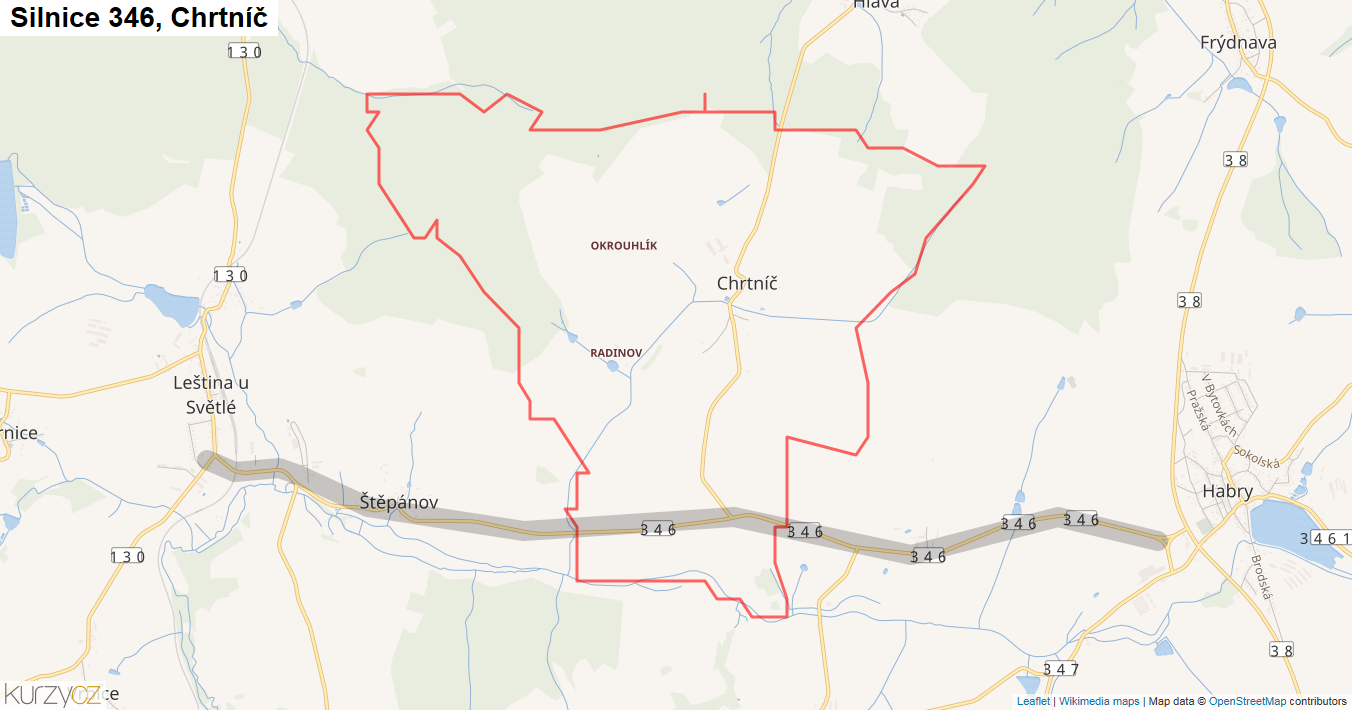 Chrtníč, Silnice 346 - Mapa