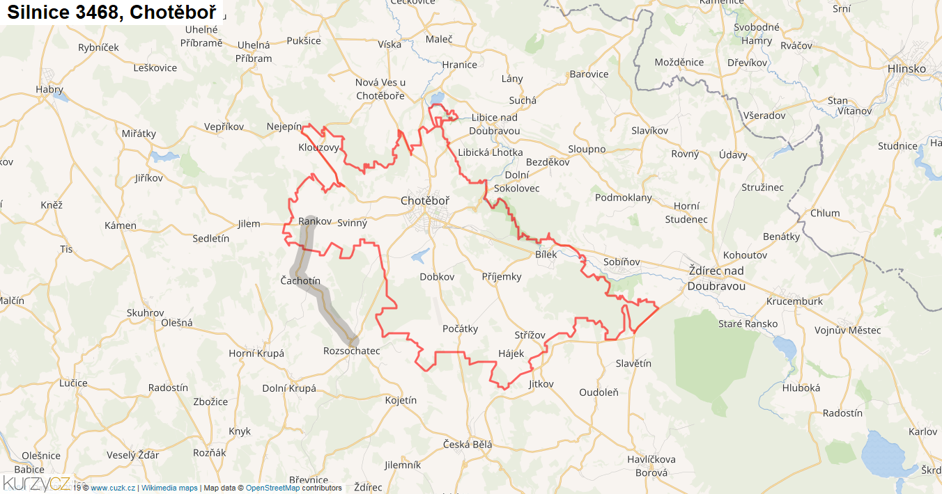Chotěboř, Silnice 3468 - Mapa